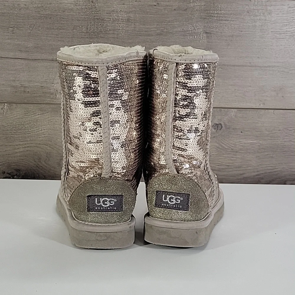 UGG Rose Gold Sequin Winter Boots Sz 7